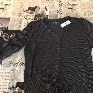 Women’s Loft top. NWT. Black with white stripes.